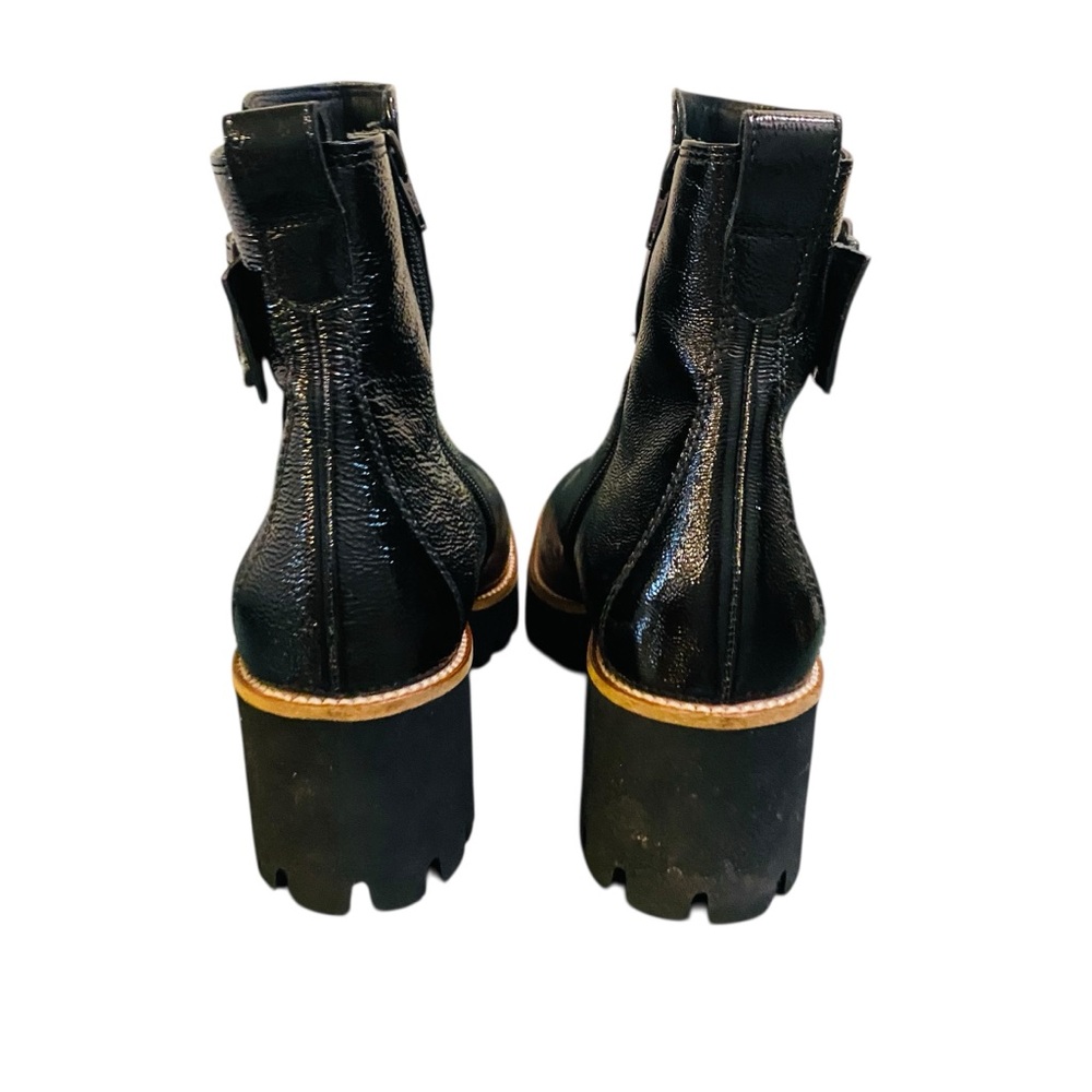 Paul Green Dynamic Boots Black Crinkled Patent Leather US 9 Chunky Lugg Sole - Picture 4 of 10